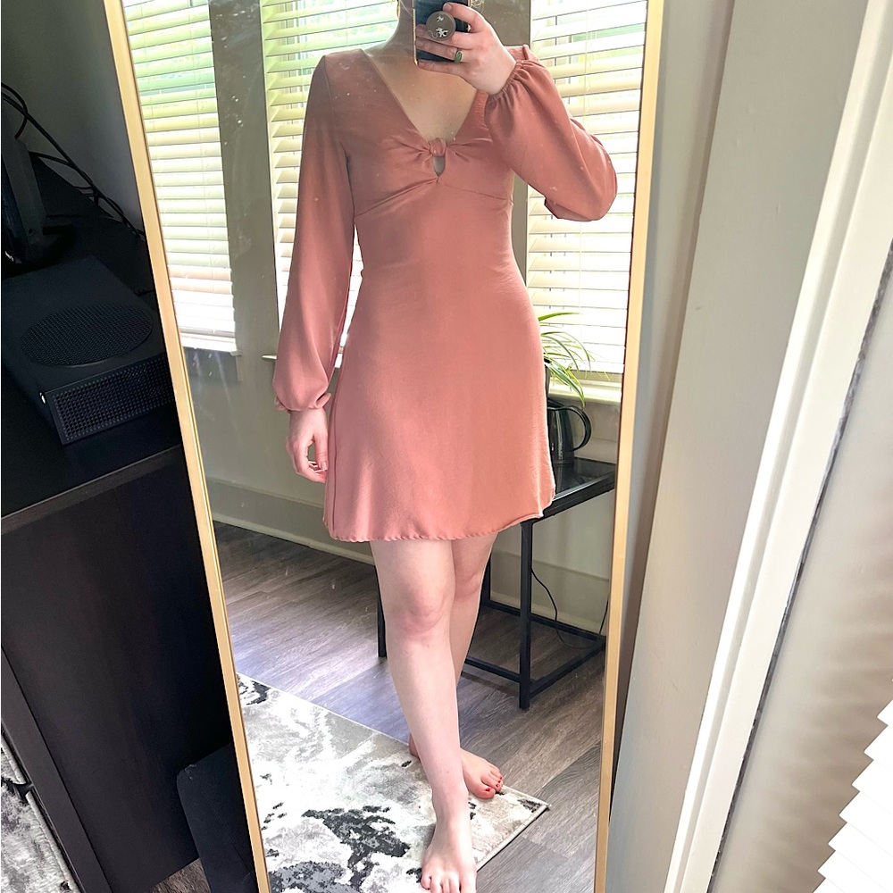 Altar’d State light pink babydoll dress with tie knot size xs